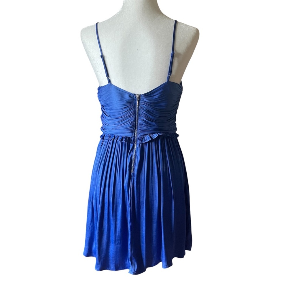 NEW House of Harlow 1960 Royal Blue Satin Ruched Cocktail Mini Dress US S - Picture 2 of 10